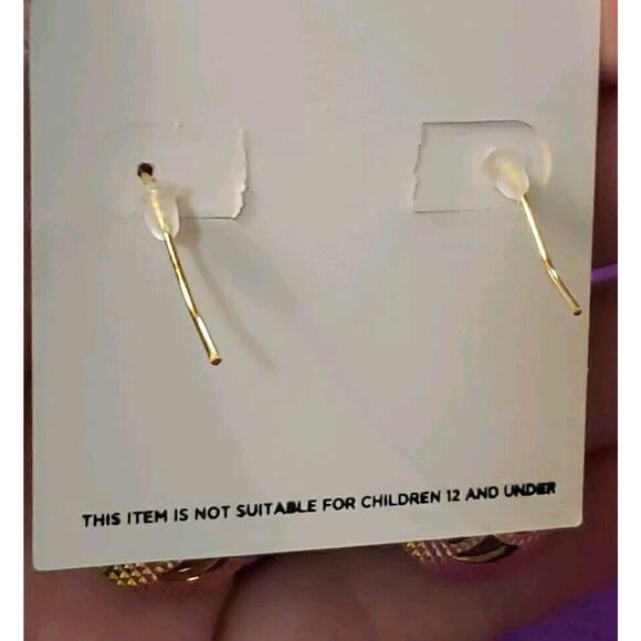 Gold Plated Brass Dangle Earrings Puffy Round Textured Open Work Design New - Picture 7 of 7